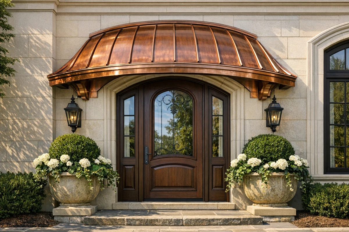 Copper Awnings — high-resolution architectural copper render