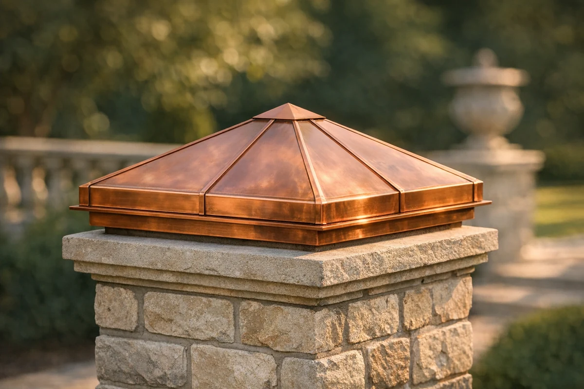 Copper Caps — high-resolution architectural copper render