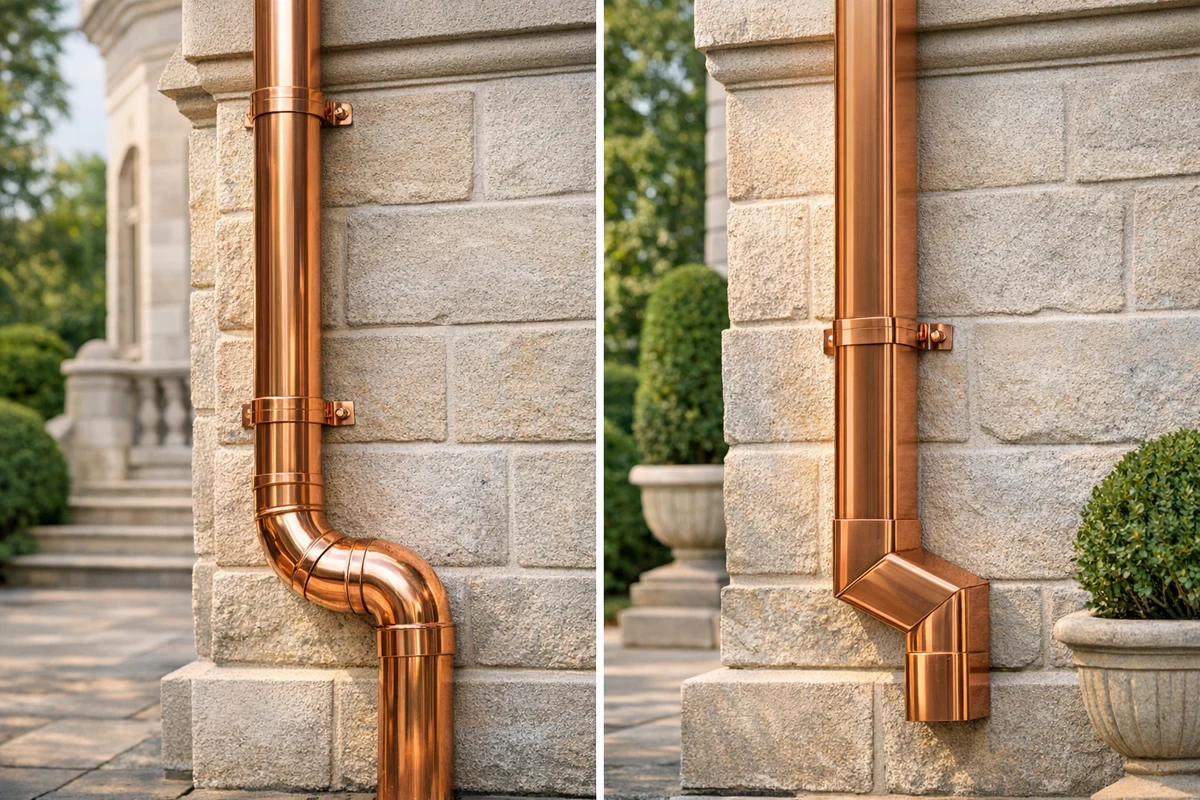 Copper Downspouts — high-resolution architectural copper render