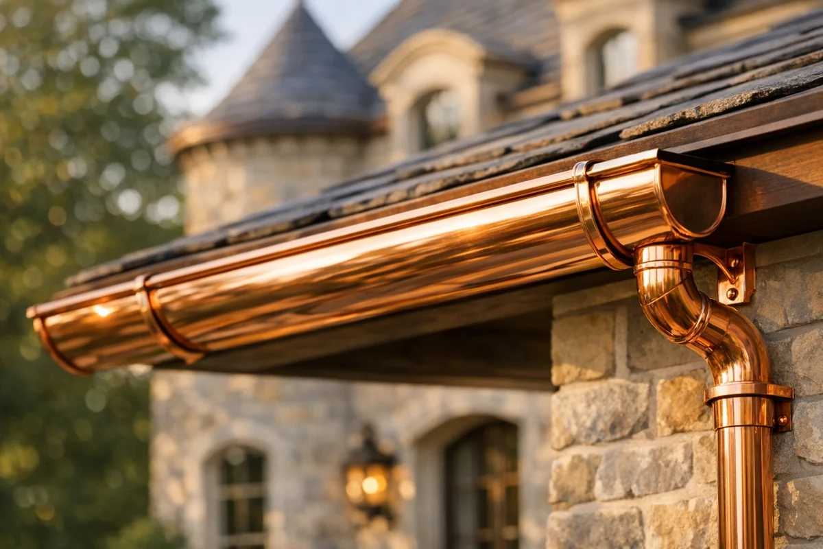 Copper Gutters — high-resolution architectural copper render