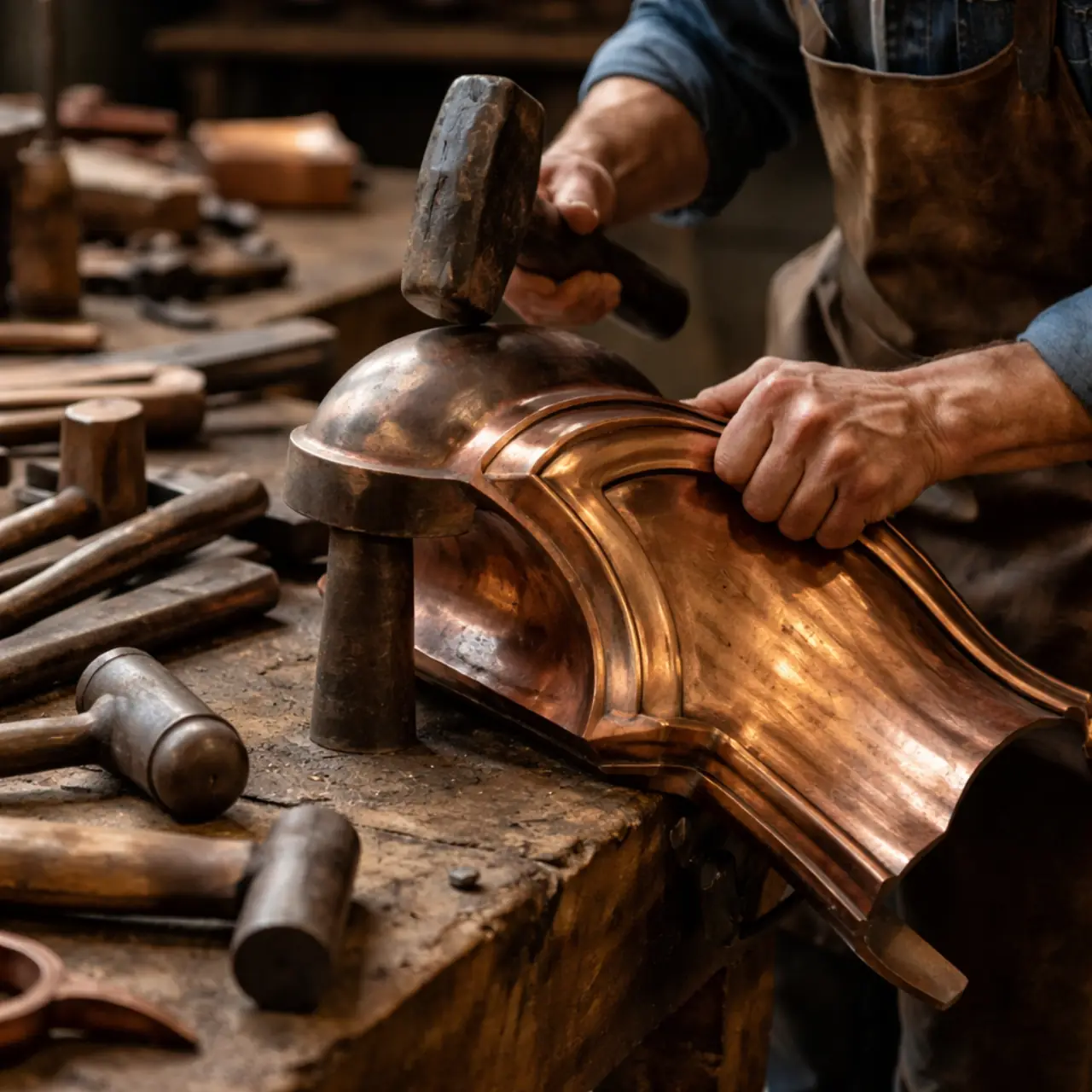 Custom fabricated architectural copper detail